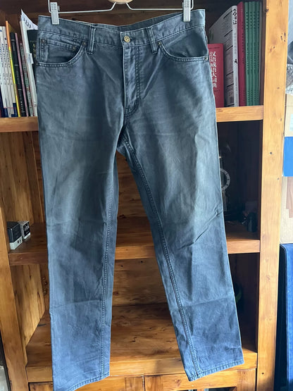 gray five-pocket casual pants