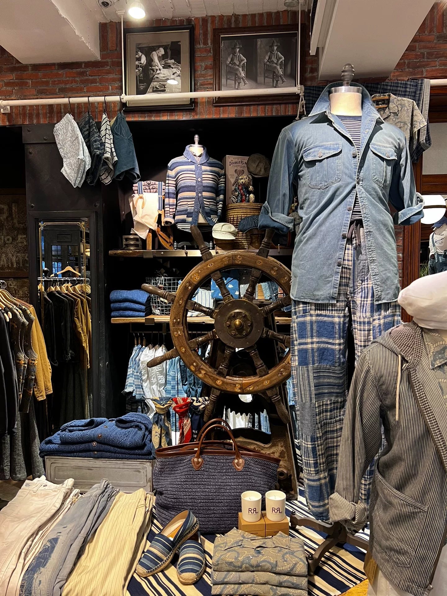 RRL 2025 SS Indigo Stripe Knit Cardigan