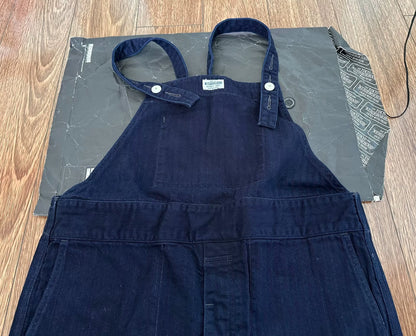 blue dye herringbone fabric overalls