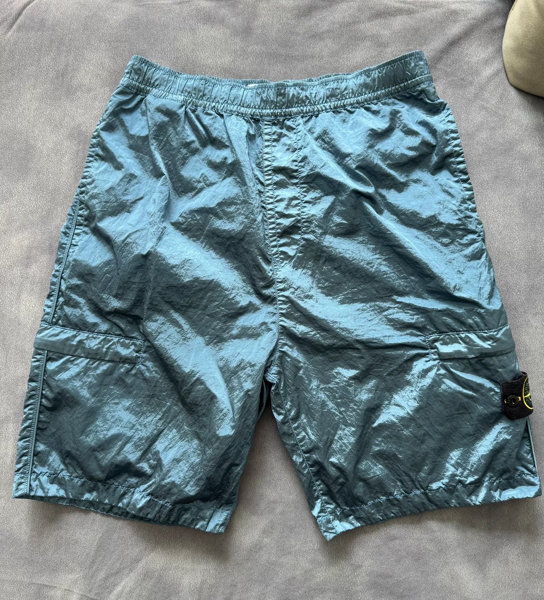 Stone Island SS22 Blue Metal Nylon Shorts