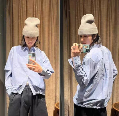 Beams Layered Paneled Long-Sleeve Shirt