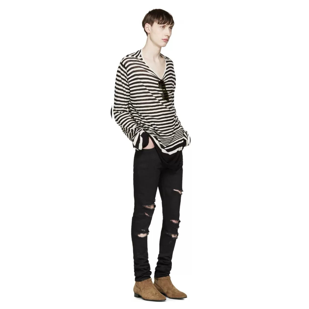 Saint Laurent Wyatt Men's Brown Suede Chelsea Boots