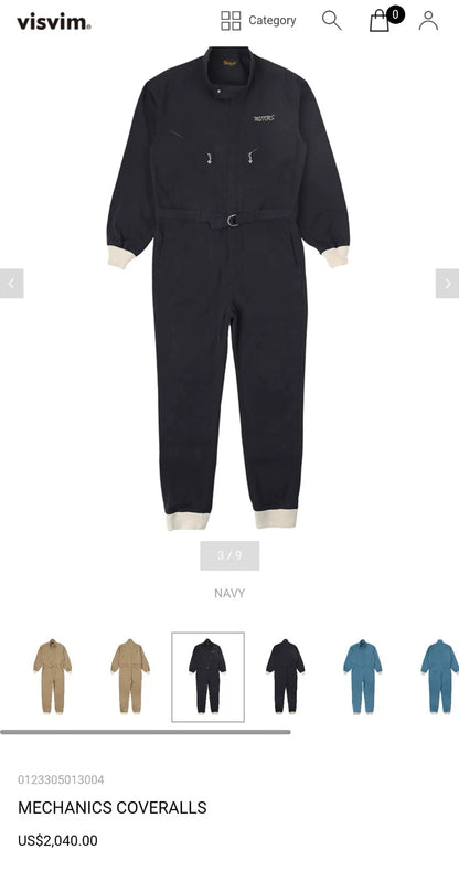 VISVIM 23AW Motors Club Mechanics Coveralls