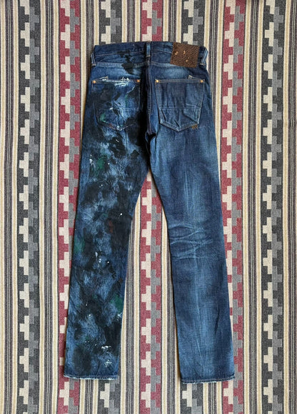 prps noir water-washed graffiti distressed jeans