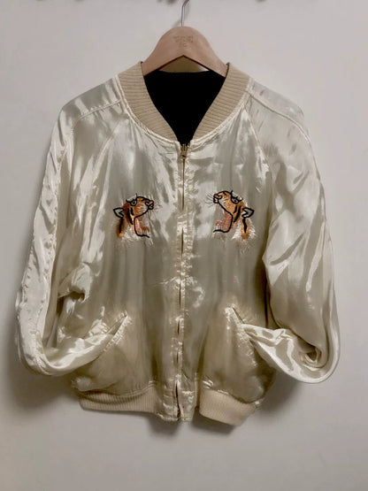 vintage embroidered bomber jacket with dual sides