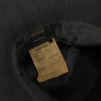 ziggy chen black linen fisherman hat