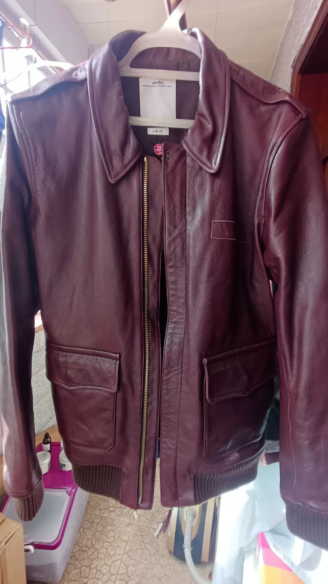VISVIM Burgundy A2 Pilot Leather Jacket M