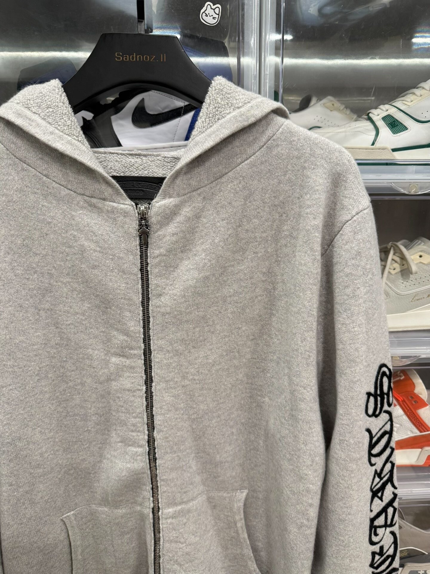 Chrome Hearts Gray Cashmere Zip Hoodie