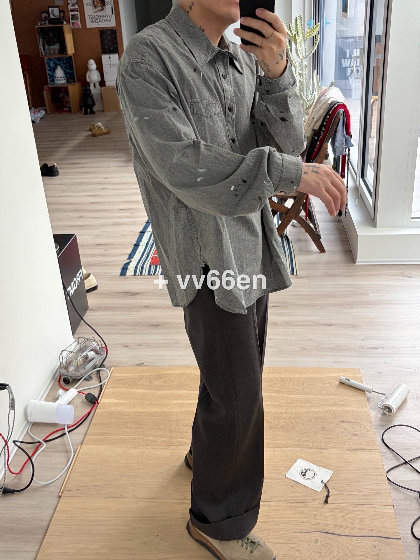 VISVIM 1910 P.O. Chambray Paint Splatter Shirt