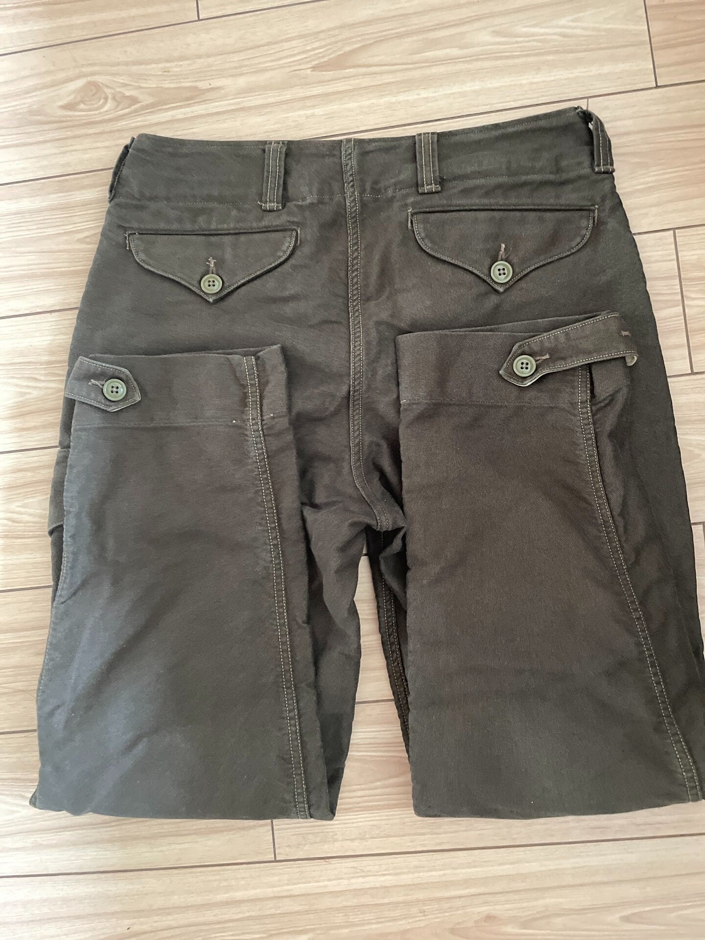 FREEWHEELERS Herringbone Olive Military Pants