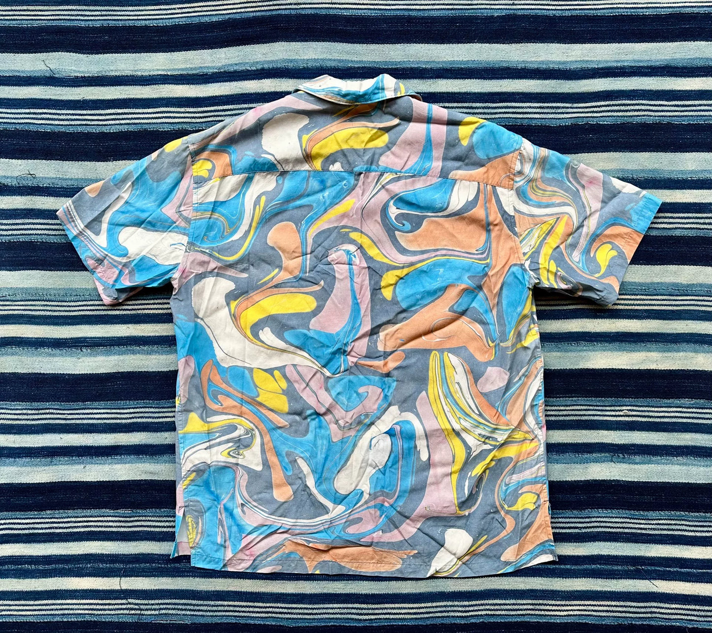 kuon suminagashi camp collar shirt