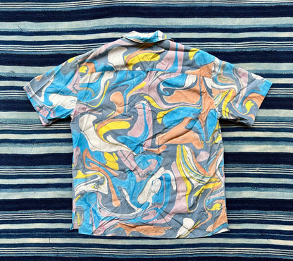 kuon suminagashi camp collar shirt