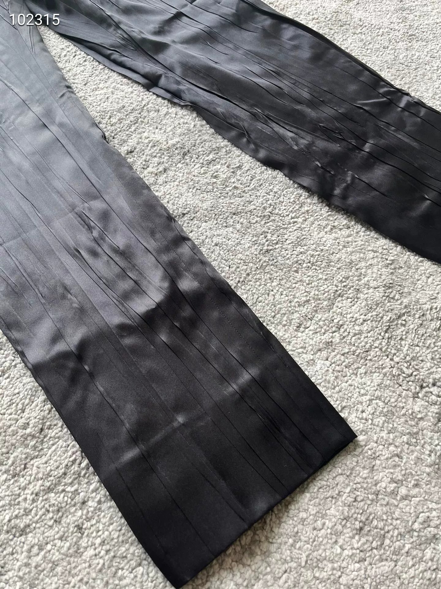 Saint Laurent Black Striped Silk Trousers
