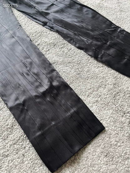Saint Laurent Black Striped Silk Trousers