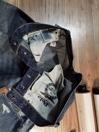 RRL Ralph Lauren Extreme Distressed Paint Jeans