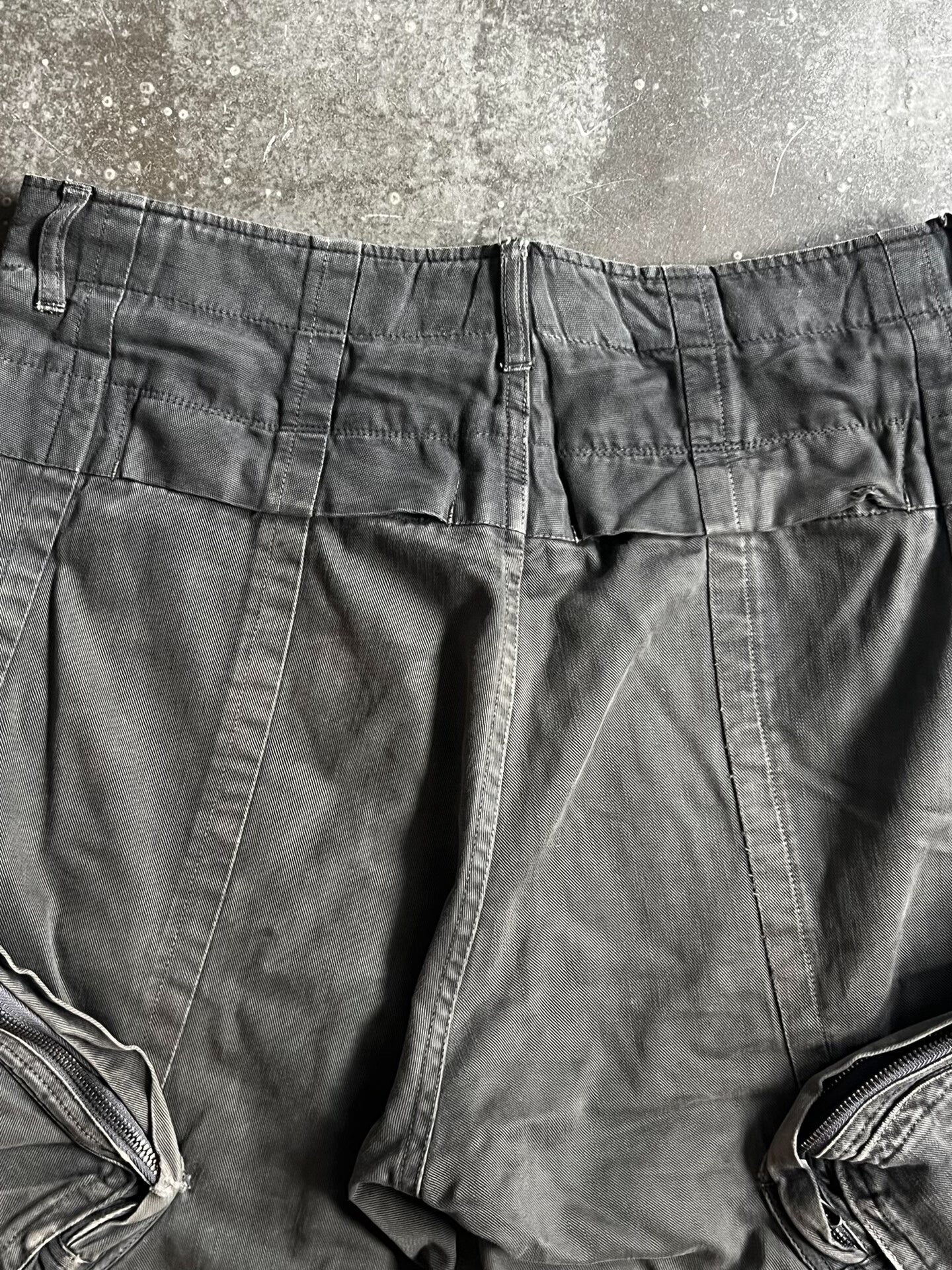 distressed gray tactical cargo pants