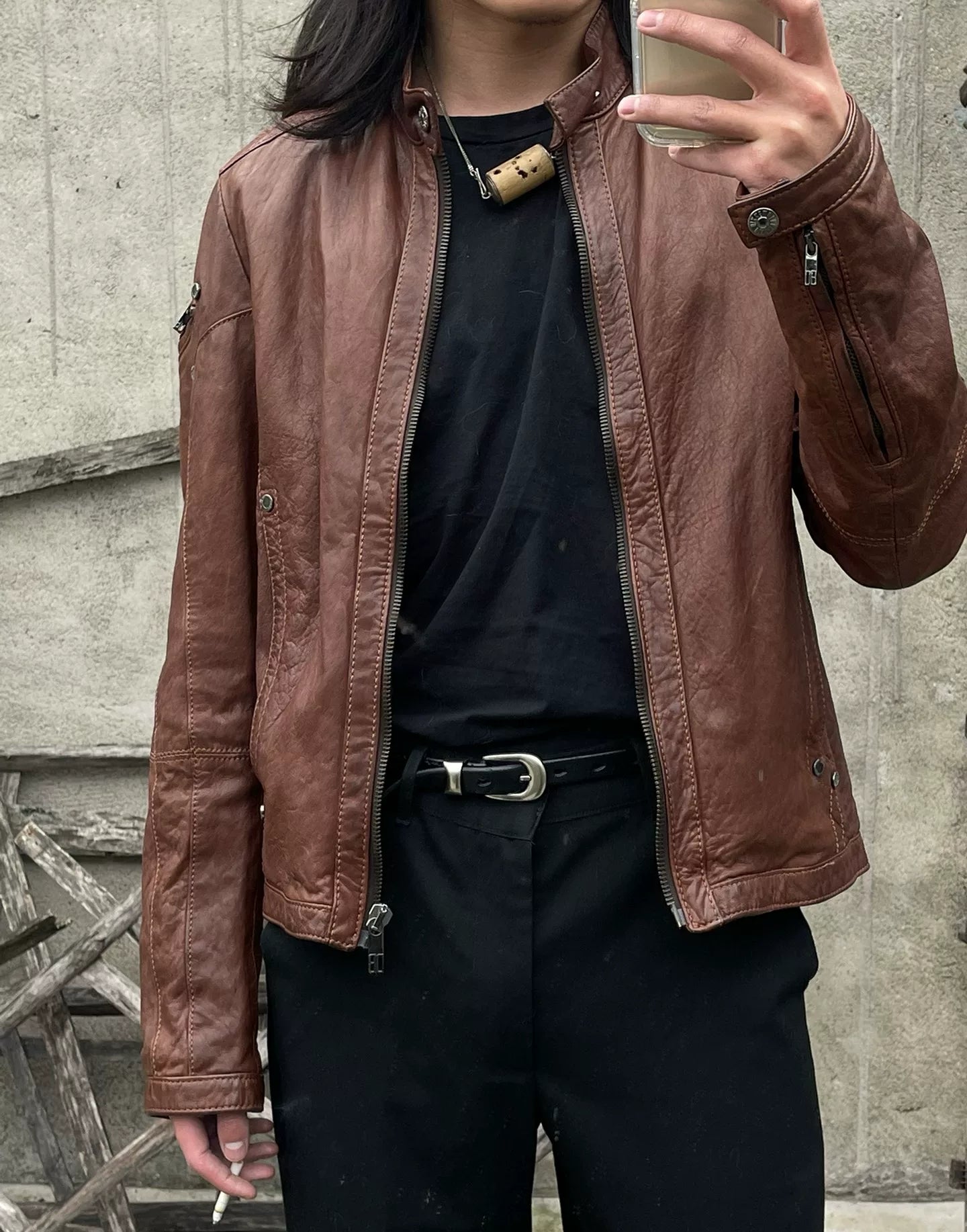 Dirk Bikkembergs Leather Motorcycle Jacket