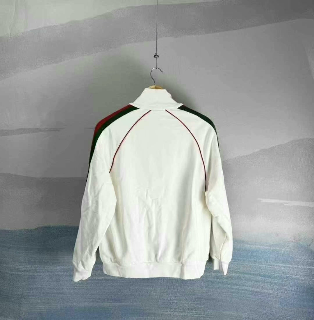 gucci white red green stripe zip-up jacket