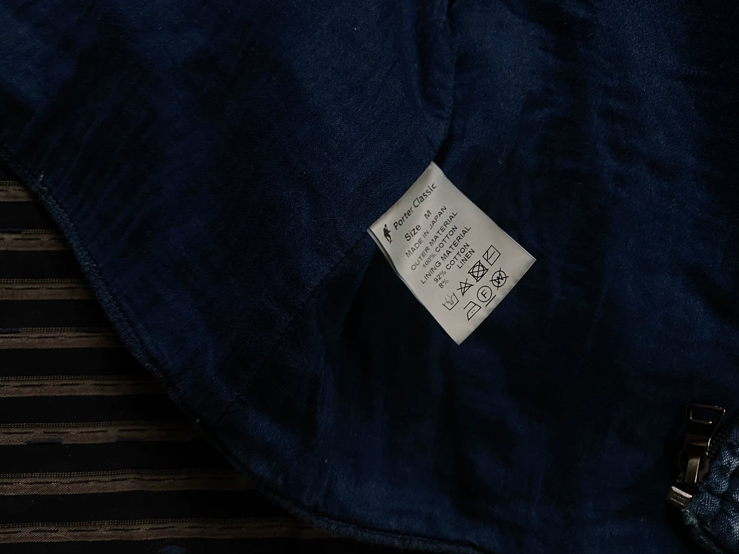 indigo sashiko light zip up outdoor jacket