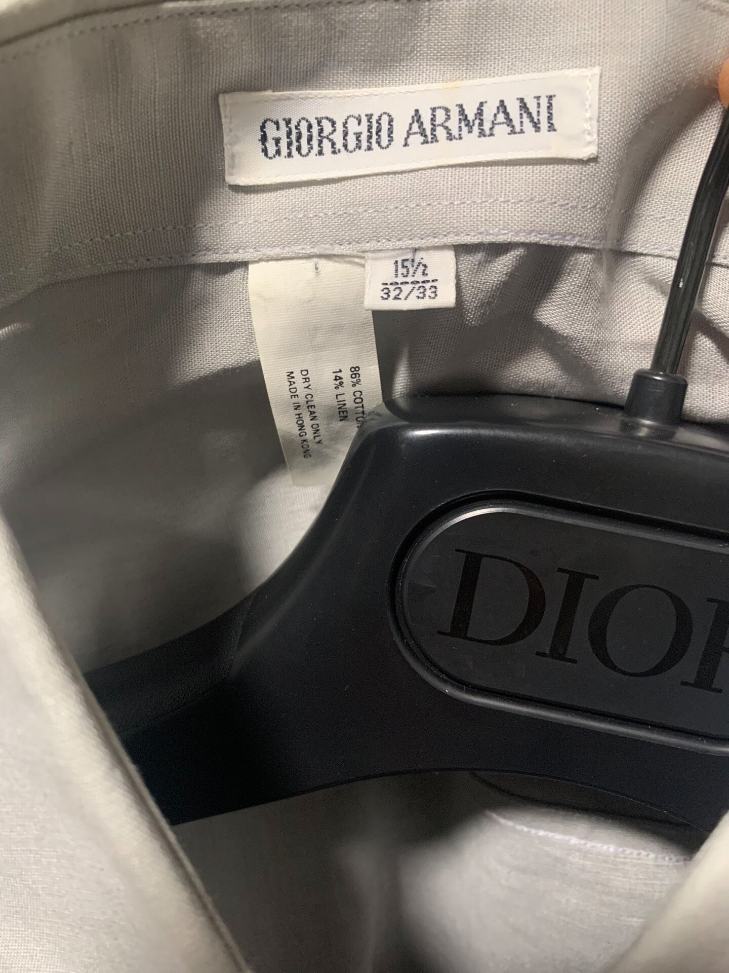 Giorgio Armani Cotton Linen Blend Long Sleeve Shirt