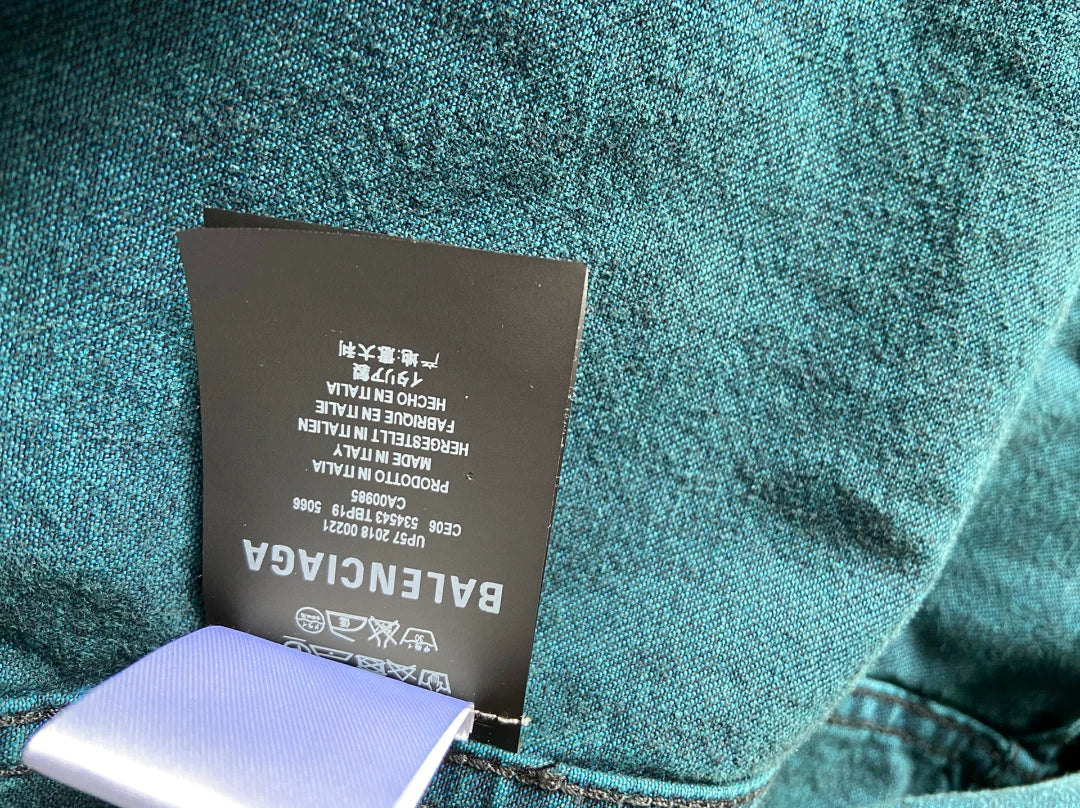 balenciaga denim shirt with destroyed cuffs