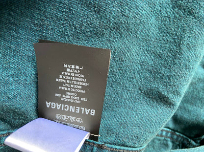 balenciaga denim shirt with destroyed cuffs