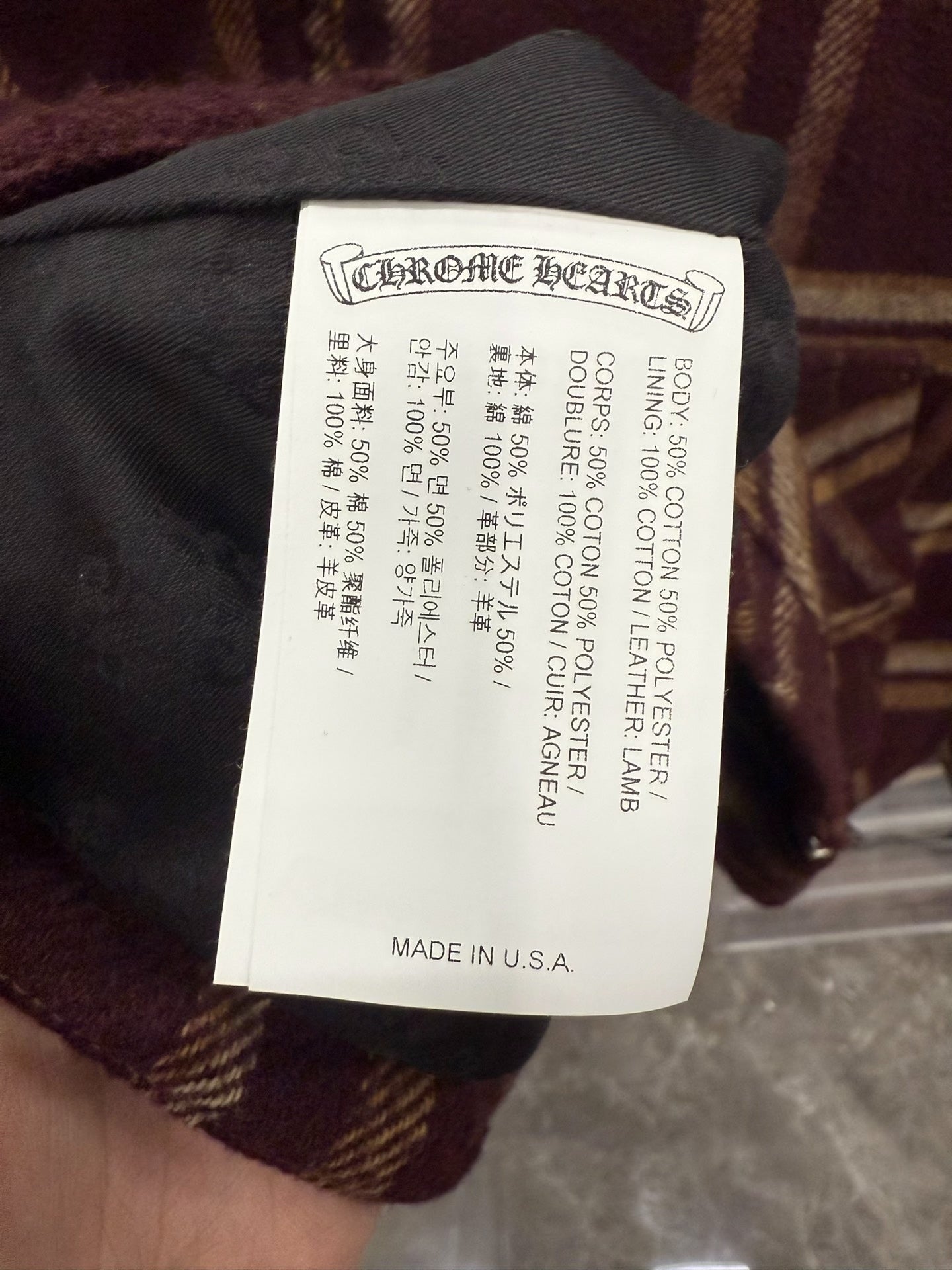 Chrome Hearts Burgundy Plaid Zip Shirt Jacket
