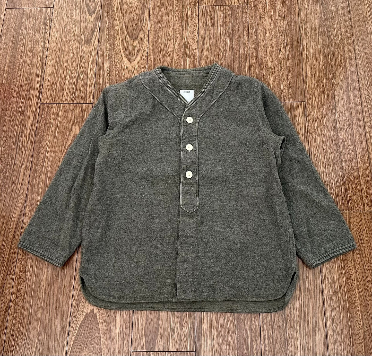 visvim dugout long sleeve shirt in wool linen