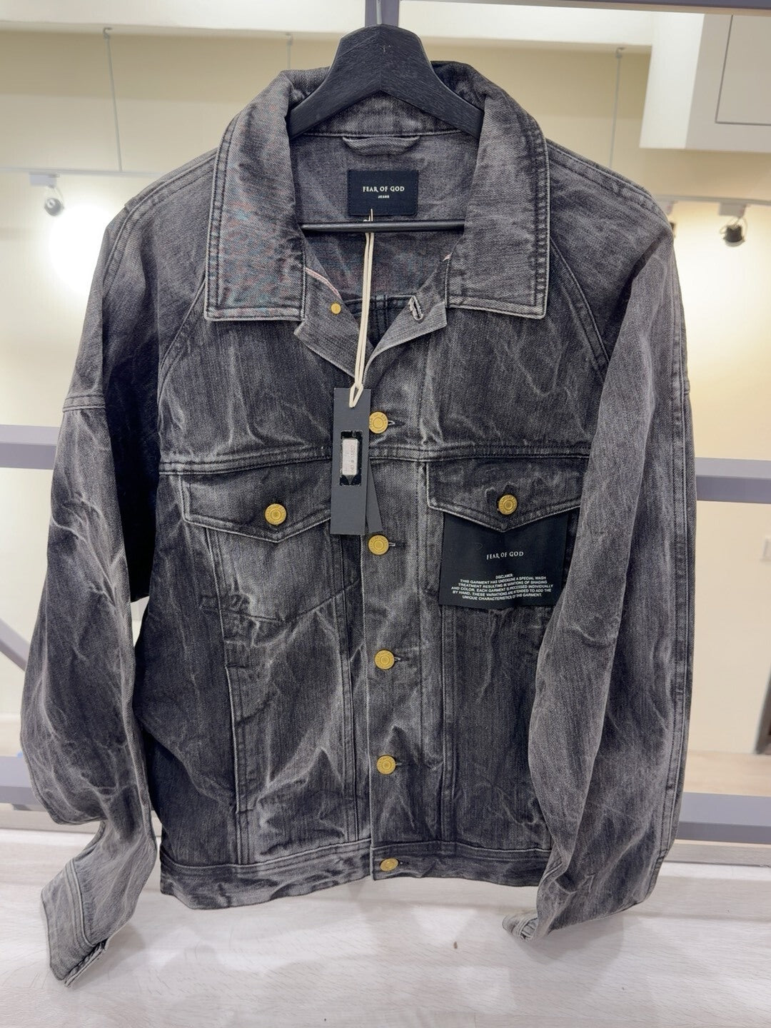 Fear of God Black Denim Jacket Large