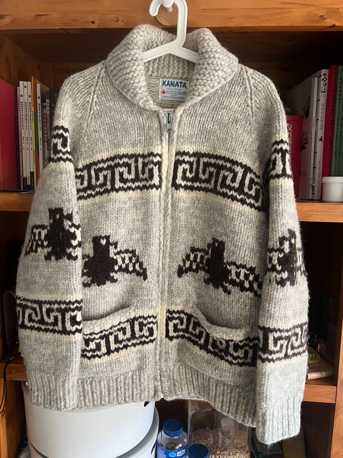 thick kanata cowichan wool sweater jacket