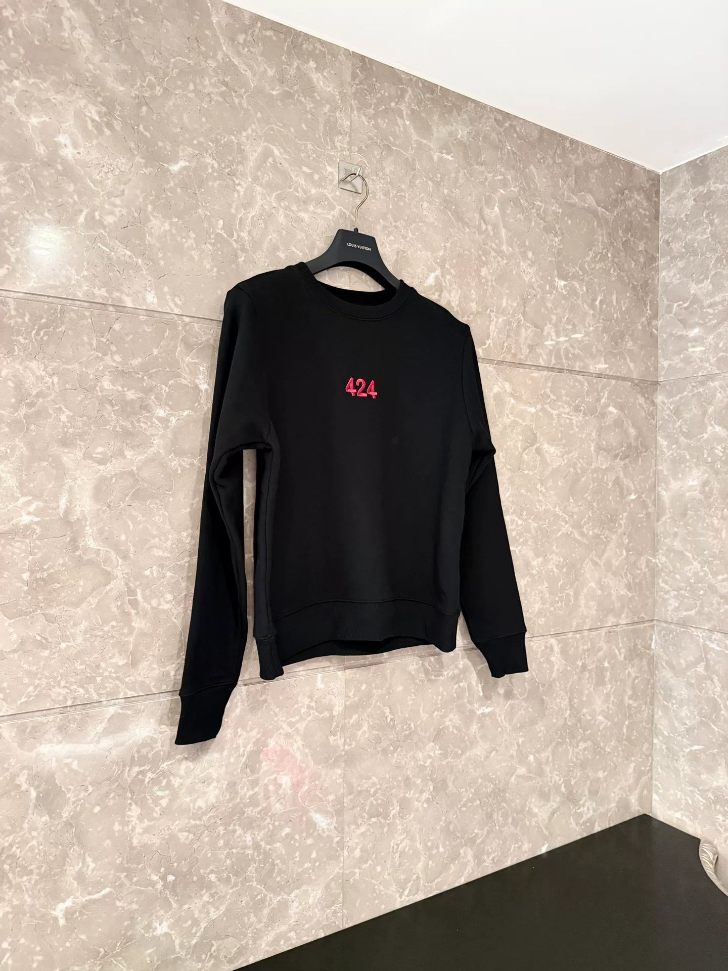 424 Small Logo Black Long Sleeve Sweatshirt