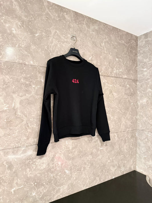 424 Small Logo Black Long Sleeve Sweatshirt