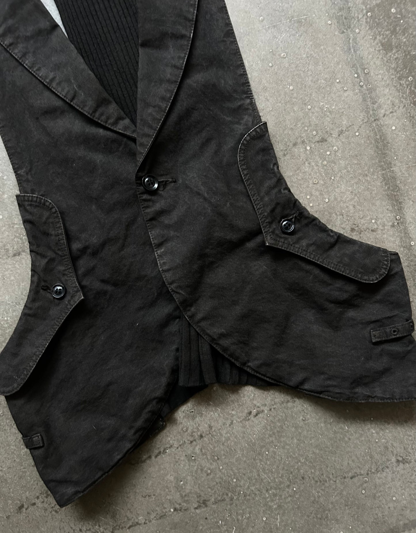 black denim vest with unique design