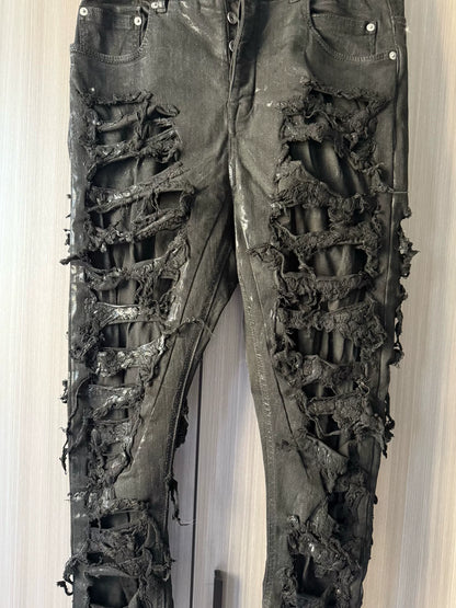 Rick Owens Drkshdw Black Distressed Jeans