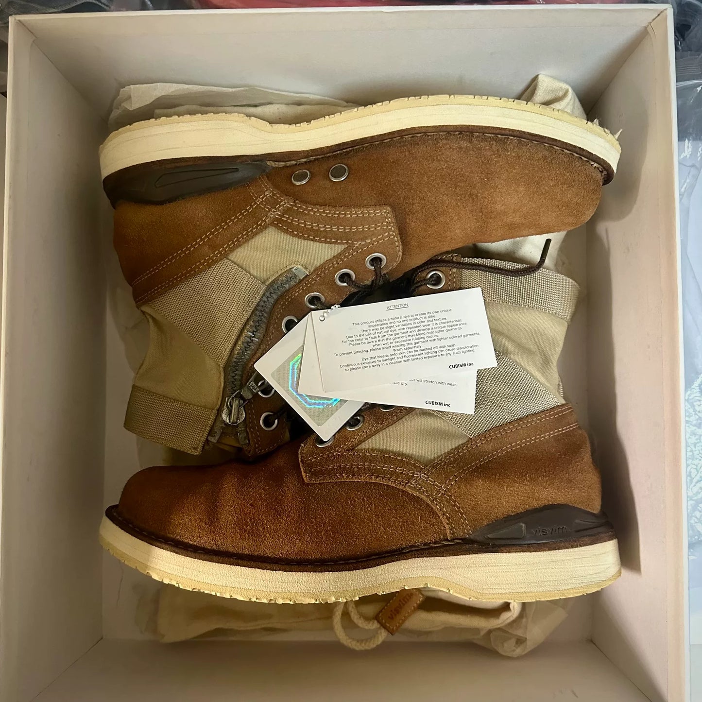 visvim camel boots with perfect leather condition