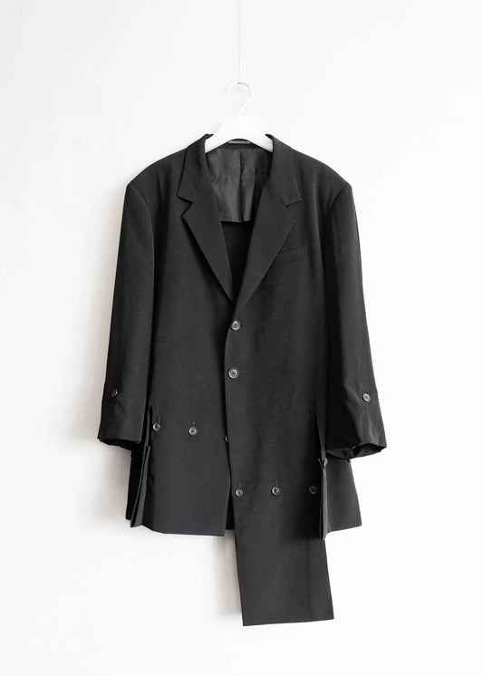 asymmetrical black acetate coat by yohji yamamoto