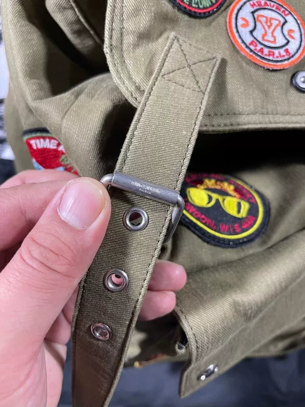 military green patch backpack from saint laurent