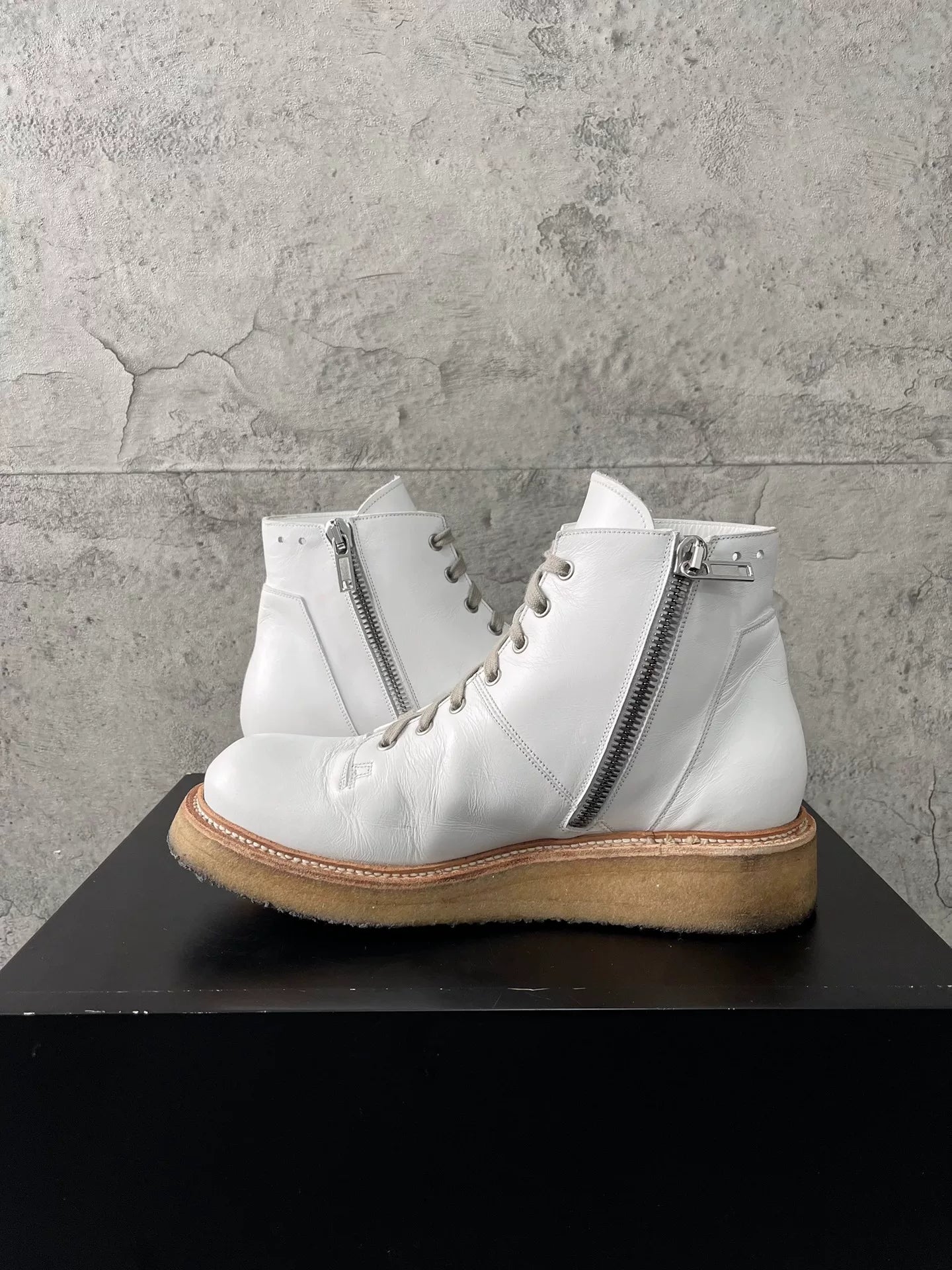 Rick Owens Milk White Martin Boots 42