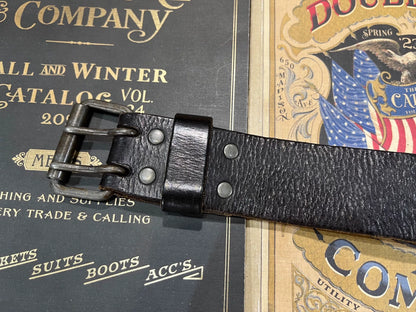 black leather double rl belt