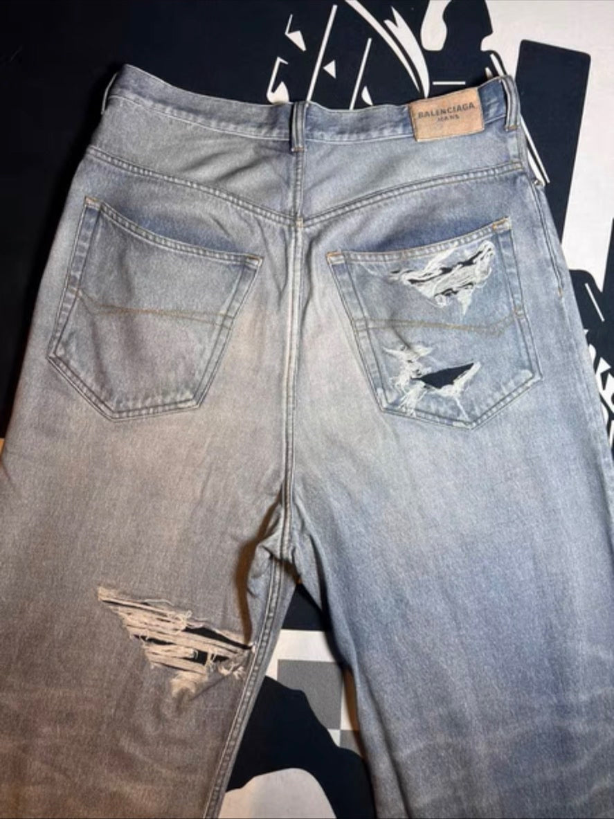 Balenciaga 21FW Distressed Casual Jeans