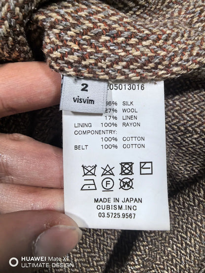 Visvim Yukata Coat Herringbone Silk Wool Blend