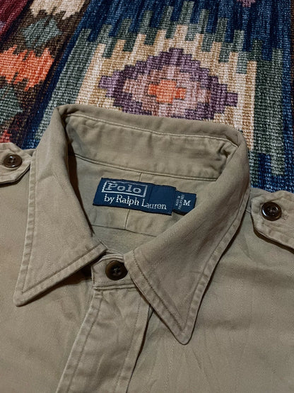 RALPH LAUREN Khaki Puppy Print Military Shirt