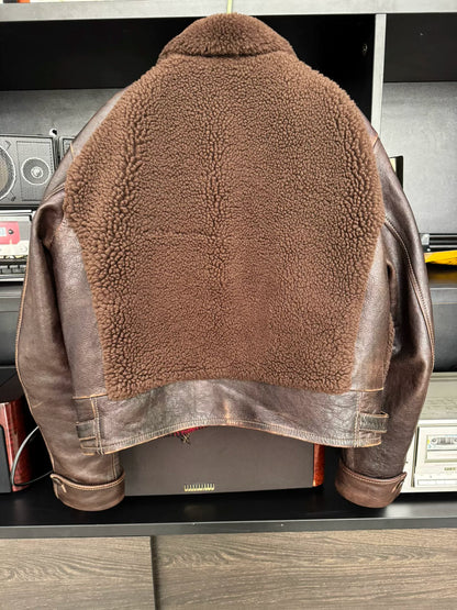 thedi classic brown bear leather jacket