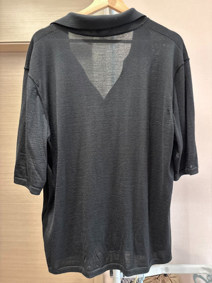 Saint Laurent Black Wool Short-Sleeve Polo