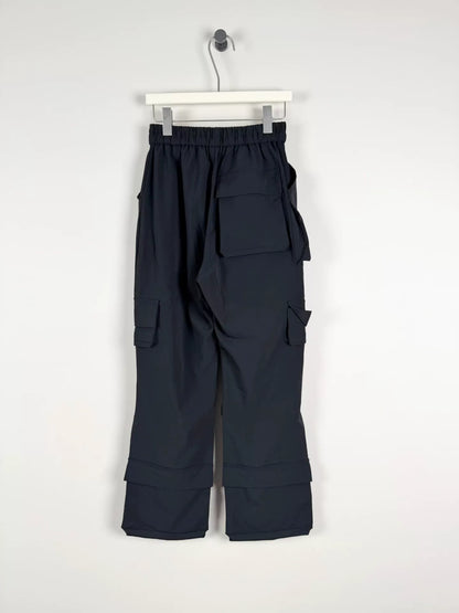 multi-pocket cargo pants in navy blue
