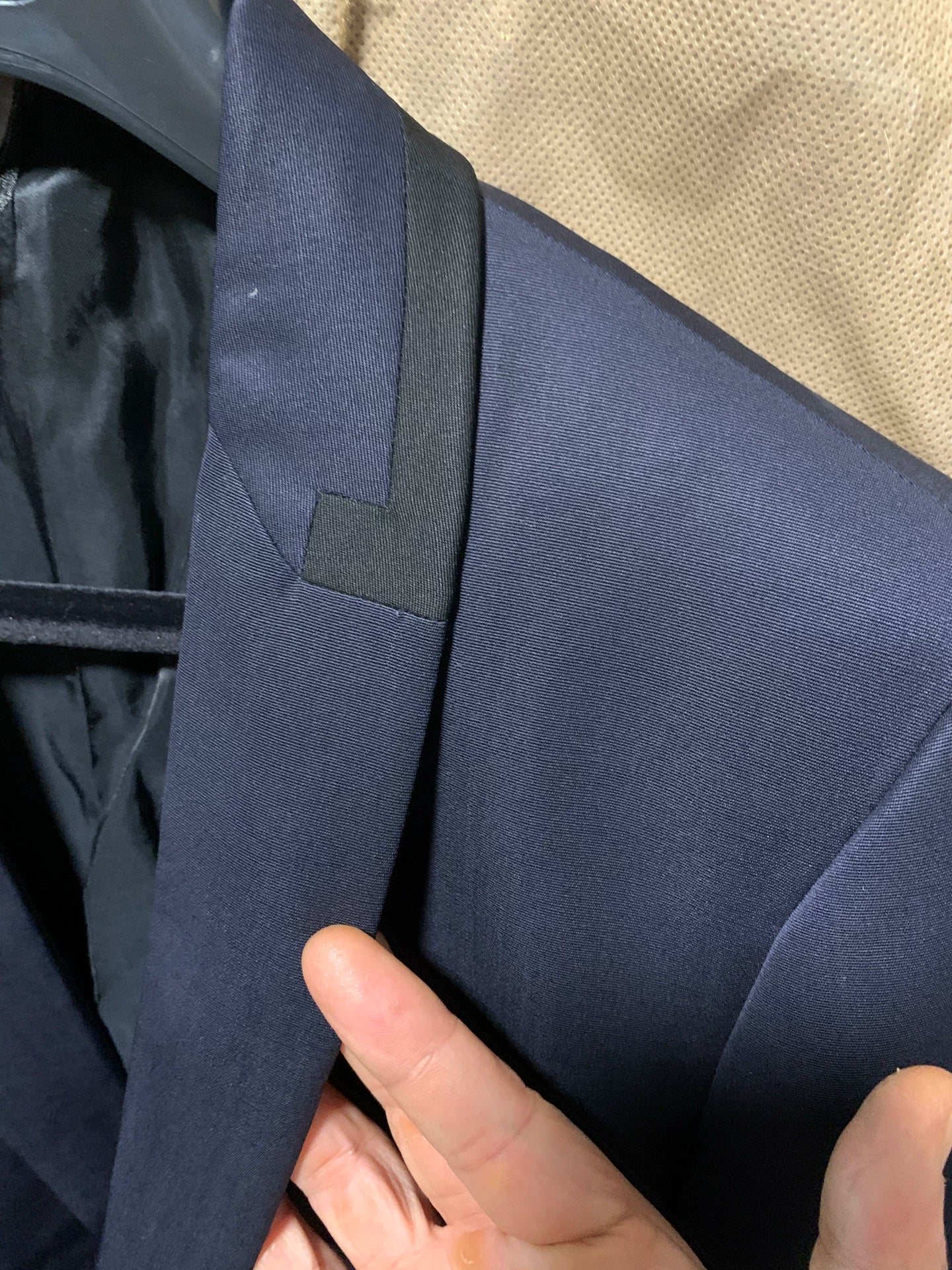 Dior Homme Wool Suit Jacket in Navy Blue