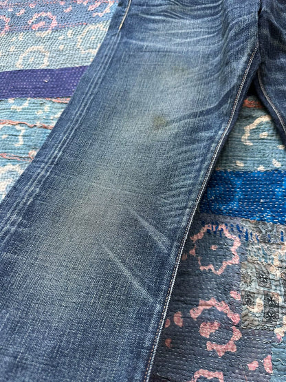 rrl slim fit distressed denim jeans