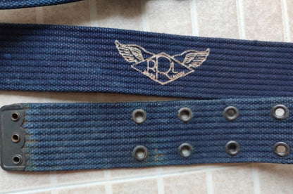 Rare RRL Navy Canvas Leather Belt