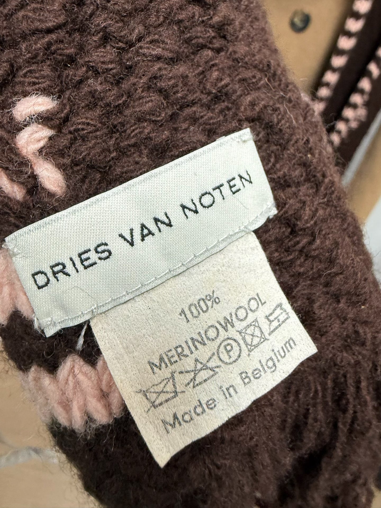 Dries van Noten Wool Fringe Patterned Scarf