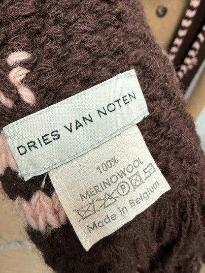 Dries van Noten Wool Fringe Patterned Scarf